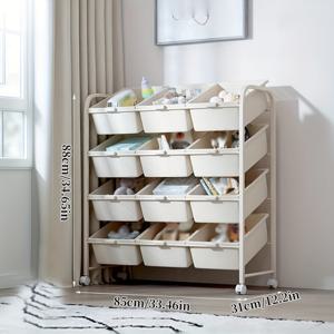 TEMU 1개 3단 회전형 롤링 스토리지 카트 - 탈착식 플라스틱 바구니 포함, 쉬운 조립 홈&오피스 정리함 - 화이트 책장, 튼튼한 구조|책꽂이|책장