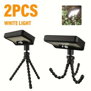 TEMU 2개입 상업용 태양광 모션 센서 조명, 접이식 플렉시블 스탠드 포함, 92 LED 가로등, 3가지 모드 자동 On/Off, 야외 나무 가지, 텐트, 캠핑에 적합|텐트