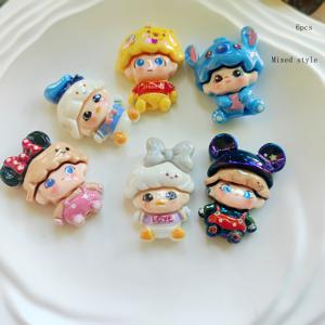 TEMU 6개 레진 혼합 스타일 컬러풀 0.2cm 수직 구멍 리본 캐릭터 장식 비즈 DIY 주얼리 만들기, 신발 및 부츠 장식, 헤어 클립 장식, 모바일 폰 케이스 장식, 비즈 펜 장식, 펜던트 장식
