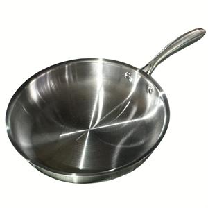 TEMU 스테인리스 스틸 천연 평평한 바닥 무반죽 프라이팬, 균일한 열 전도성으로 튀김, 볶음, 프라이에 적합. 다기능 주방 및 가정용 볶음 팬, 가스 인덕션 쿠커 호환 주방 필수 조리기구