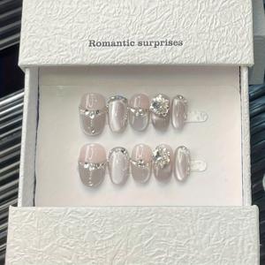 TEMU 10개 세트 스퀘어 & 라운드 숏 글라스 펄 네일 스티커, 고급스러운 글리터 캣아이 디자인, 데일리, 휴일 및 다양한 행사에 적합, 축제 네일 디자인,특별한 날을 위한 네일,우아한 네일 스티커,내구성 있는 네일 데칼,인조 네일 팁,스티콘 네일,뷰티 러버스,신부 네일 장식