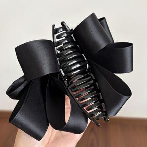 TEMU 1개 AYLHFO 여성용 우아한 블랙 리본 헤어 클립, 반짝이는 라인스톤 장식 - 넉넉한 크기, 데일리 & 파티용 다층 리본 디자인, 다용도 헤어 액세서리, 파티 헤어피스, 빈티지 스타일, 라인스톤 장식, 패션 애호가, 머리핀 집게핀, 작은 집게핀, 집게핀, 헤어클립, 반묶음 집게핀, 집게핀 중형, 앞머리핀, 헤어악세