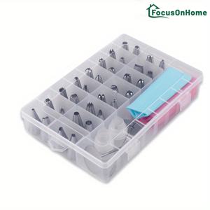 TEMU 집에 집중하세요 38개/세트 페이스트리 장식 노즐 베이킹 키트 파이핑 백 포함, 한국식 장식 도구, 케이크 베이킹 액세서리 (32개 노즐 + 2개 파이핑 팁 + 2개 파이핑 백 + 2개 컨버터)