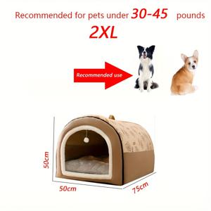 TEMU 1개 겨울 따뜻한 탈부착 및 세척 가능한 반려견 침대, 사계절 범용, 반려동물 잠자리, 대형견 크리스마스 선물