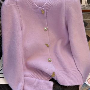 TEMU 봄과 가을을 위한 다용도 롱 슬리브 가디건, 단단한 비즈 단추 앞 카디건, 여성 의류
