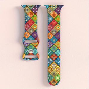 TEMU 아이워치 시리즈와 호환되는 플로랄 시리즈 시계줄, 부드러운 실리콘으로 조절 가능한 시계 교체 밴드 스트랩, 여성과 남성을 위한 이드 알-아드하 라마단 카림 선물