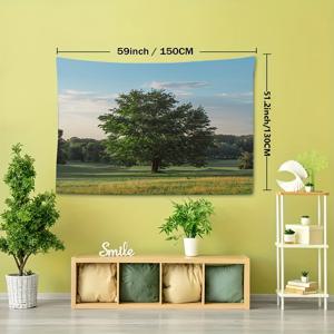 TEMU 정글 숲 풍경 태피스트리 - 거실, 침실, 사무실 장식용 폴리에스테르 벽걸이 | 무료 설치 키트 포함 홈 & 파티 장식