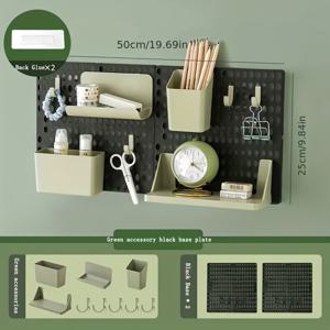 TEMU 흑백 페그보드 책상 정리함: 학생들과 예술가들을 위한 드릴 없는 벽 부착