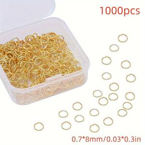 TEMU DIY 주얼리 만들기용 1000개 8/6/5/4mm 도금 오픈 점프 링 - 귀걸이, 목걸이, 팔찌 및 열쇠고리에 이상적, 여섯 가지 색상 선택 가능
