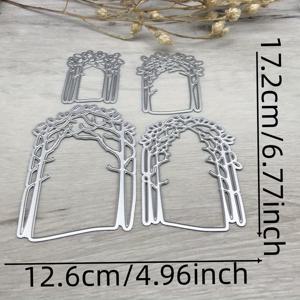 TEMU 1pcs 판타지 숲 아치형 금속 커팅 다이, 덤불 나무 다이 컷 스텐실 스크랩북, 카드 만들기, 종이 공예, 실버 그레이 금속 장식 몰드