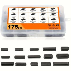 TEMU 140/175개 탄소강 M3 M4 M5 M6 둥근 머리 깃털 키, 우드러프 키, 위치決め 핀, 모터 샤프 커넥터, 샤프 가이드 핀 - 다양한 조합 액세서리 세트