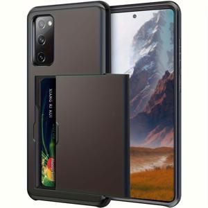 TEMU 삼성 갤럭시 S20, S20 FE, S20 플러스 및 S20 울트라용 카드 슬롯이 있는 아머 슬라이드 카드 케이스, S20 FE 팬 에디션 5G에 적합합니다.