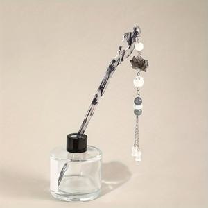 TEMU 여성을 위한 새로운 중국 스타일의 잉크 로터스 프린트 헤어핀, 머리 뒤쪽의 불룩한 헤어스타일에 적합, 한푸, 치파오, 고대 스타일 헤어 액세서리 디자인을 다양하게 특징으로 함, 시원하고 우아한 빈티지 중국 미적을 발산합니다.