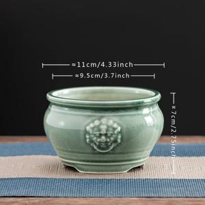 TEMU 빈티지 동물 무늬 세라믹 분재 화분, 래커 마감 및 배수 구멍 포함 - 다육 식물 및 소형 식물을 위한 탁상 원형 화분, 책상, 발코니, 창턱 장식에 이상적 - 실내 및 실외 사용 가능