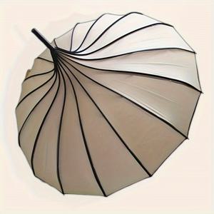 TEMU 16개 리브 보우 타워 선우마 | 폴, 곡선형 핸들, 레이스 트림, 폰지 천, 철제 리브 및 핸들, 수동 개폐, 브라이덜 포토 및 공주 스타일