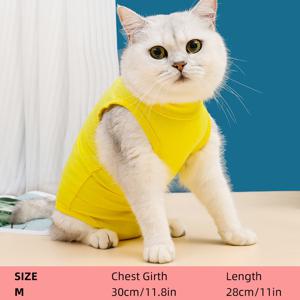 TEMU 올핏 고탄력 애완동물 회복복 - 소형견과 고양이용 멸균 & 통기성 원단, 노란색 배 디자인