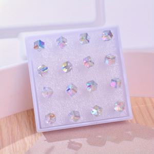 TEMU 16개 인공 수정 스터드 귀걸이 세트 (민감한 귀를 위한 플라스틱 포스트 포함)