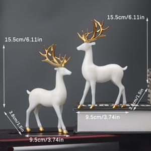TEMU 2개 세트 창의적인 서 있는 사슴 금색과 흰색 서 있는 사슴, 데이 특별 선물, 책장 벽난로 장식, 가족 거실 데스크탑 동물 사슴 조각 장식