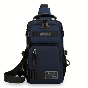 TEMU 스타일리시 남성용 나일론 슬링백 - 가벼운 무게, 대용량, 야외 스포츠 및 캐주얼 착용용 다기능, 체스트백