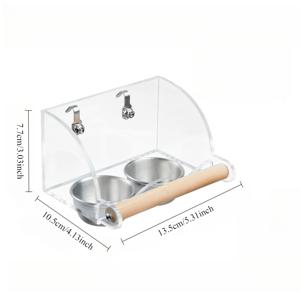 TEMU 스테인리스 스틸 새 먹이통, 나무 긁는 포스트 및 스테인리스 스틸 그릇 - 방수 디자인, 둥근 모서리, 애완 새를 위한 내구성 있는 먹이통, 자연적인 먹이 제공을 위한 당근 및 씨앗 포함, 긁는 포스트가 있는 새 먹이통, 배터리 없음