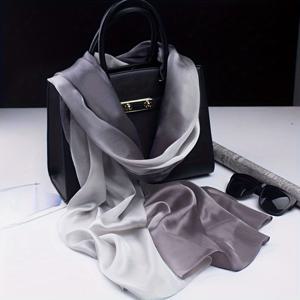 TEMU YZNT 초대형 와이드 실크 우아한 스카프 파슈미나 모조 실크 - 100% 실크 원단 염색 숄 여성용, 다기능 그라데이션, 사계절 장식 및 보온, 손세탁 - 외출용 적합, 아웃도어 패션,계절 액세서리,그라데이션 디자인,스타일리시 랩,가벼운 소재,부드러운 원단,파슈미나 랩,패션 스카프,겨울 의류,우아한 여성