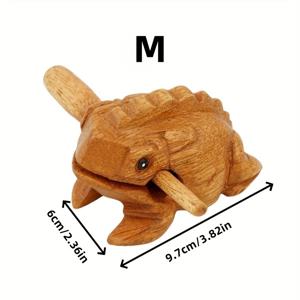 TEMU 드럼스틱이 있는 수제 망고우드 개구리 조각상 - 정통한 소리, 예술적인 홈 & 오피스 장식, 따뜻한 노란색 음영, 섬세한 조각, 완벽한 방 액센트, 개구리 정원 장식