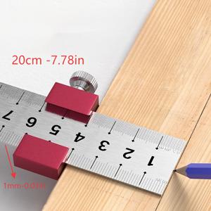 TEMU 1세트 2개 빨간색 알루미늄 합금 목수 자 스토퍼 - 강철 정밀 자와 마킹 게이지, 목공 및 측정용 포켓 클립 포함, 세련된 금속 마감 | 내구성 있는 구조, 목공용 정밀 자