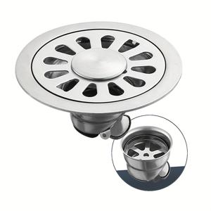 TEMU 1pc 스테인레스 스틸 백플로우 방지기 바닥 배수구, 분리 가능한 커버, 그리드 그레이트 디자인 - 녹방 및 냄새 방지 헤어 캐처, 주방, 발코니, 욕실, 세탁실, 정원, 차고, 욕실 배수구 커버