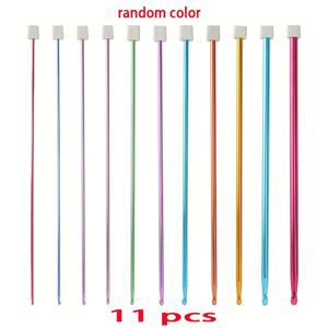 TEMU 11피스 아프간 크로셰 뜨개질 후크 세트, 다색 알루미늄 후크, 내구성 있는 경량 니팅 액세서리