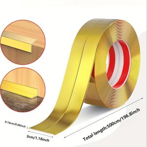 TEMU 골든 PVC 코너 가드 - 폭 3cm x 길이 2m/5m, 타일 및 벽·가구 보호용 내구성 있는 스크래치 방지 에지 프로텍터, 장식 리브 디자인 - 쉬운 설치 접착 백킹, 홈 리노베이션 및 DIY 프로젝트에 이상적, 광택 마감 | 고품질 보호