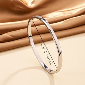 TEMU 1pc 여성 패션 커프 브래지렛, 4mm 넓은 곡면 반지, 스테인레스 스틸, 일상 착용 및 파티에 이상적, 완벽한 생일 또는 어머니의 날 선물, 그녀에게 선물 | 보석 | 광택 마감, 커프 브래지렛