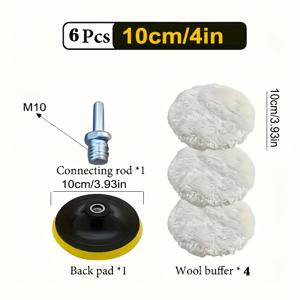 TEMU 산업용 6피스 폴리셔 키트 - 내구성 있는 플라스틱 고밀도 폼 패드 및 연마 휠이 포함된 자동차 버퍼 드릴 액세서리 - 기본 차량 디테일 및 페인트 케어 키트