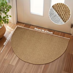 TEMU 1개 노르딕 스타일 브라운 인조 시살 패브릭 세탁 가능 도어매트, 반원형 웜 어스톤 실내외용 현관 매트, 모던 텍스처 복도 침실 장식 매트, 쉬운 관리 포치 매트, 추수감사절에 완벽한 선물