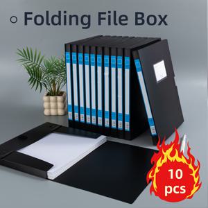 TEMU 10개 블랙 플라스틱 A4 파일 보관함, 라벨 탭 및 손잡이 포함, 고품질 문서 정리용, 사무실/가정용 내구성 아카이브 폴더, 서류 보호, 책상용 파일 정리함, 안전한 문서 보관, 세련된 디자인, 매끄러운 마감|A4용지