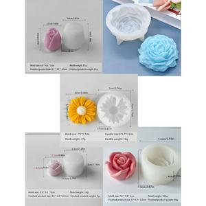TEMU 5pcs 꽃 실리콘 모양 페니, , 리리, 로즈, 꽃 모양 캔들 실리콘 모양 - 크리스마스, 할로윈, 부활절 선물 | DIY 비누, 도자기, 캔들 모양, 여자 친구 및 집 장식, 선물 모양 | 꽃 디자인 | 실리콘 모양