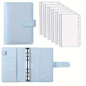 TEMU 6pcs A6 링 바인더 - 분리 가능한 커버가 있는 자유로운 필기 노트, 지퍼velopes & 포켓, 인조 가죽 창의적인 스테이션리리 오리진라이저 링, 현금, 예산, 링 및 액세서리, 링 스토리지, 링 바인더, 링 바인더