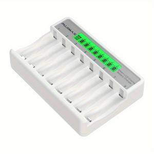 TEMU PUJIMAX 8배터리 고속 스마트 충전기 LCD 디스플레이 - 1-8 AA/AAA Ni-MH/Ni-Cd 충전식 배터리 동시 충전, 과충전/과열/과전압/과전류/역극성 보호, AA/AAA Ni-MH/Ni-Cd 배터리 호환 (배터리 미포함) - 가정/사무실/여행용 이상적, 에너지 효율적 고속 충전