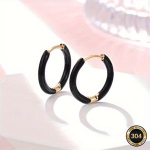 TEMU 하이포알러제닉 18K 골드 도금 스테인리스 스틸 후프 귀걸이 - 도파민 컬러 팔레트, 편안한 착용감 라이트 베이지 디자인, 일상 & 파티용, 발렌타인데이 선물, 귀여운 여성용 귀걸이, 다재다능한 보석류, 우아한 스타일, 내구성 있는 코팅, 스타일, 고품질 플레잉, 여성을 위한 패션 액세서리