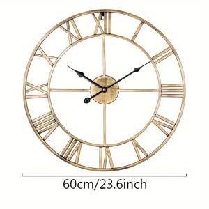 TEMU 빈티지 로마 벽시계 - 블랙 메탈 라운드 시계, 로마 숫자 포함, 배터리 작동(AA 미포함), 홈 또는 오피스 장식용, 거실 벽시계|벽시계|벽시계