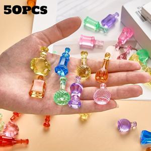 TEMU 50개 미니 마법의 물약병 - 다색상 (파랑, 초록, 보라, 분홍, 투명, 호박빛) Dungeons & Dragosn 요정 가든 생일 파티용 소형 테이블탑 장식품. 전기 불필요한 레진 DIY 공예, 롤플레잉 게임, 결혼식에 안전한 non-toxic 판타지 디테일 수제인형 수집용