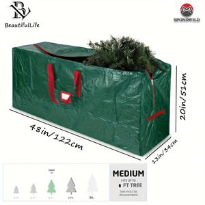 TEMU 특대형 크리스마스 트리 보관 가방 - 튼튼한 내구성 소재, 강화 핸들 & 라벨 슬롯, 방진 & 방습 이중 지퍼 잠금, 장식품, 선물 - 공간 절약형 직사각형 디자인으로 간편한 보관 및 운반