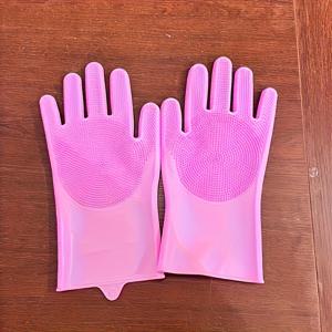 TEMU 실리콘 세척용 장갑 한 쌍, 애완동물 목욕용 장갑, 주방 청소, 설거지, 채소 씻기, 가사 작업, 욕실 청소에 적합. 크리스마스 축하, 파티 정리, 다양한 휴일에 이상적
