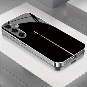 TEMU 갤럭시 S20/S20+/S20 울트라/S20 FE/S21/S21 울트라/S21+/S21 FE/S22/S22+/S22 울트라/S23/S23 울트라/S23 FE/S23+/S24/S24 울트라/S24 플러스/S25/에지/S25 플러스/S25 울트라용 블랙 배경 비행기 꼬리 패턴 유리 케이스 - 스크래치 방지, 충격 완전 보호|S21케이스|S22케이스