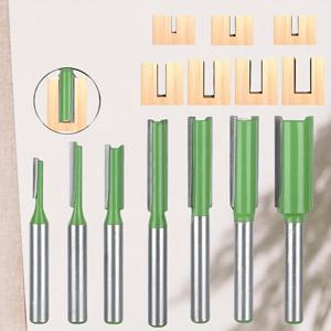 TEMU 고품질 텅스텐 스틸 팁이 있는 1/4인치 샹크 직선 블레이드 세트 7개, 녹 방지 코팅, 견고하고 내구성 있는 3-12mm 트리밍 및 그루빙용, 무봉합 용접, 통합 핸들 포함, 전문가 및 DIY 애호가를 위한 이상적인 세트