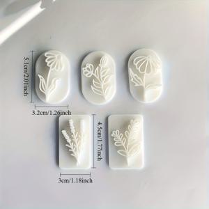 TEMU 봄 시리즈 잎사귀와 데이지 모양 스탬프 몰드 세트 5개, 폴리머 클레이 몰드 키트, DIY 주얼리 펜던트 도구, 클레이 아트용, 공예 용품,레진 아트 몰드,플로럴 스탬프 몰드,예술 공예 도구,재사용 가능한 점토 몰드,내구성 있는 플라스틱 몰드,스탬핑 몰드,점토 성형 도구,공예 애호가,DIY 취미 애호가들