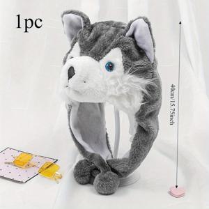 TEMU 1개 늑대 플러시 모자 - 리얼리스틱 늑대 귀 & 푹신한 폼폼 꼬리 모양 털 - 방풍 보온 겨울 모자, 성인용, 테마 파티, 코스튬 의상 - 부드러운 동물 귀 액세서리