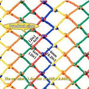 TEMU 1개 1.5m x 컬러풀 폴리에스터 그물 – 가금류 농장, 실내외 장식, 홈 월 데코, 경기장 펜싱, 발코니 계단 난간, 차량 화물 포장, 고양이 스크래치 포스트용, 내구성 강한 컬러풀 폴리에스터 원단, 고품질 컬러풀 보호망