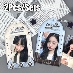 TEMU 2개 세트 초콜릿 패턴 사진 카드 홀더, K팝 팬 아이돌 카드 홀더, 창의적인 투명 ID 카드 홀더와 같은 고양이 펜던트 포함, 신분증 및 교통카드 보관용