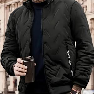 TEMU 남성용 겨울 방풍 자켓 - 보온 스탠드 칼라 지퍼 아우터 코트, 야외 및 캐주얼 착용 가능 - 세탁기 사용 가능한 따뜻한 자켓