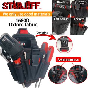 TEMU 1 STARJIFF 헤비 듀티 드릴 공구 가방 (벨트 클립 및 벌집 보드 디자인 포함) |, 금속 및 패브릭 구조, 편안한 등받이 쿠션, 전기 기술자, 목공자, 건설 노동자에게 적합